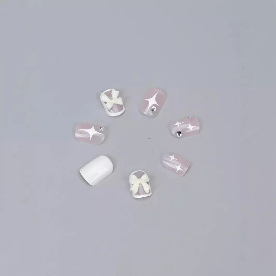Nail Extensions Glossy Rhinestones Glue On