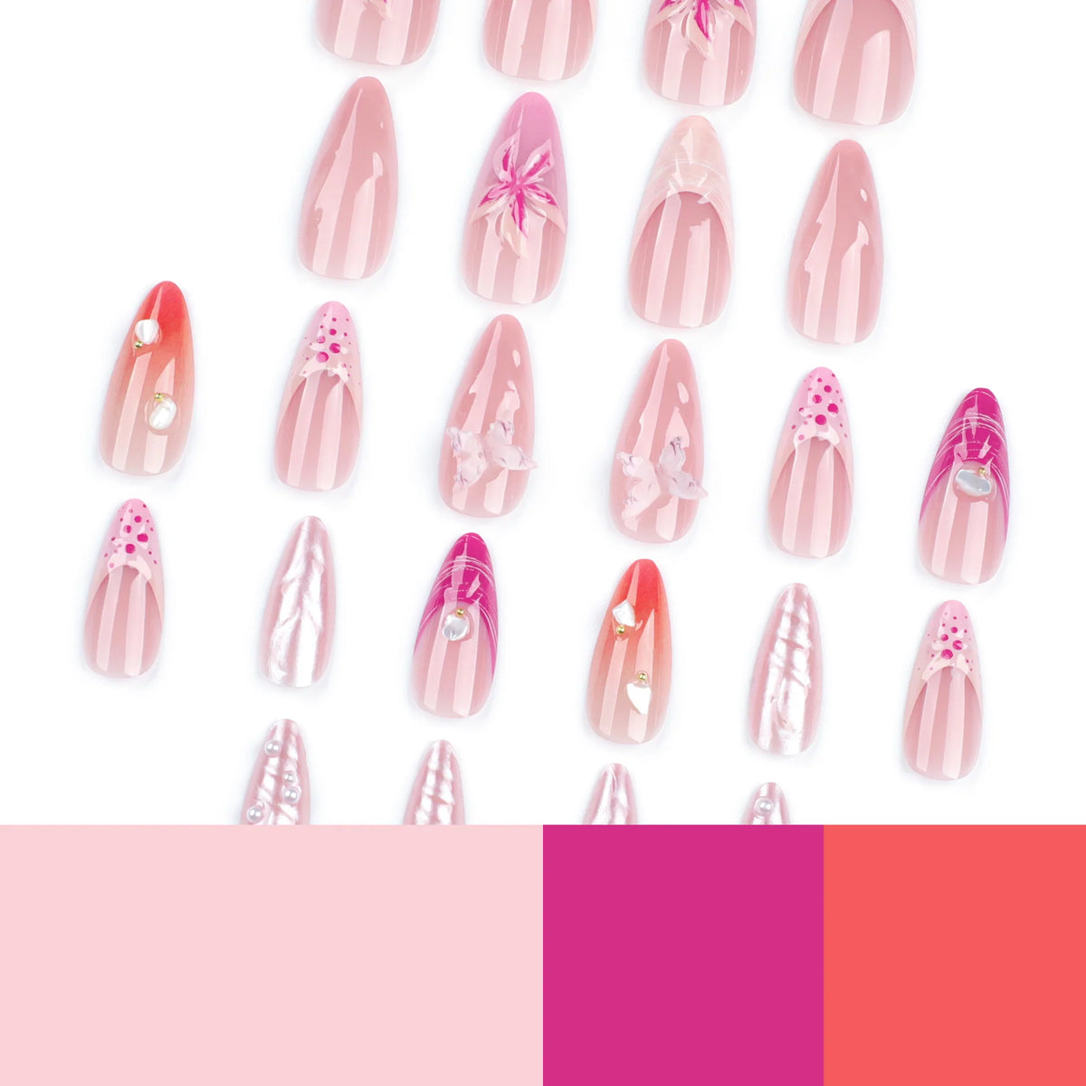 Nail Extensions Glue-On 3D Artistic Accents Durable