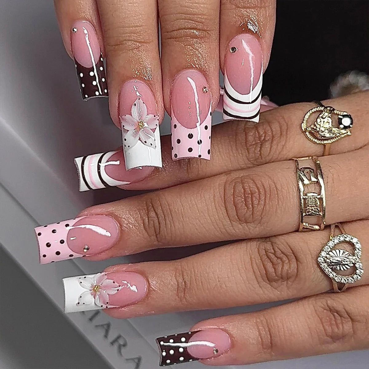Nail Extensions Handcrafted 3D Floral Lightweight Reusable