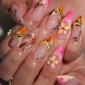 Nail Extensions Handcrafted Floral Designs Easy Application