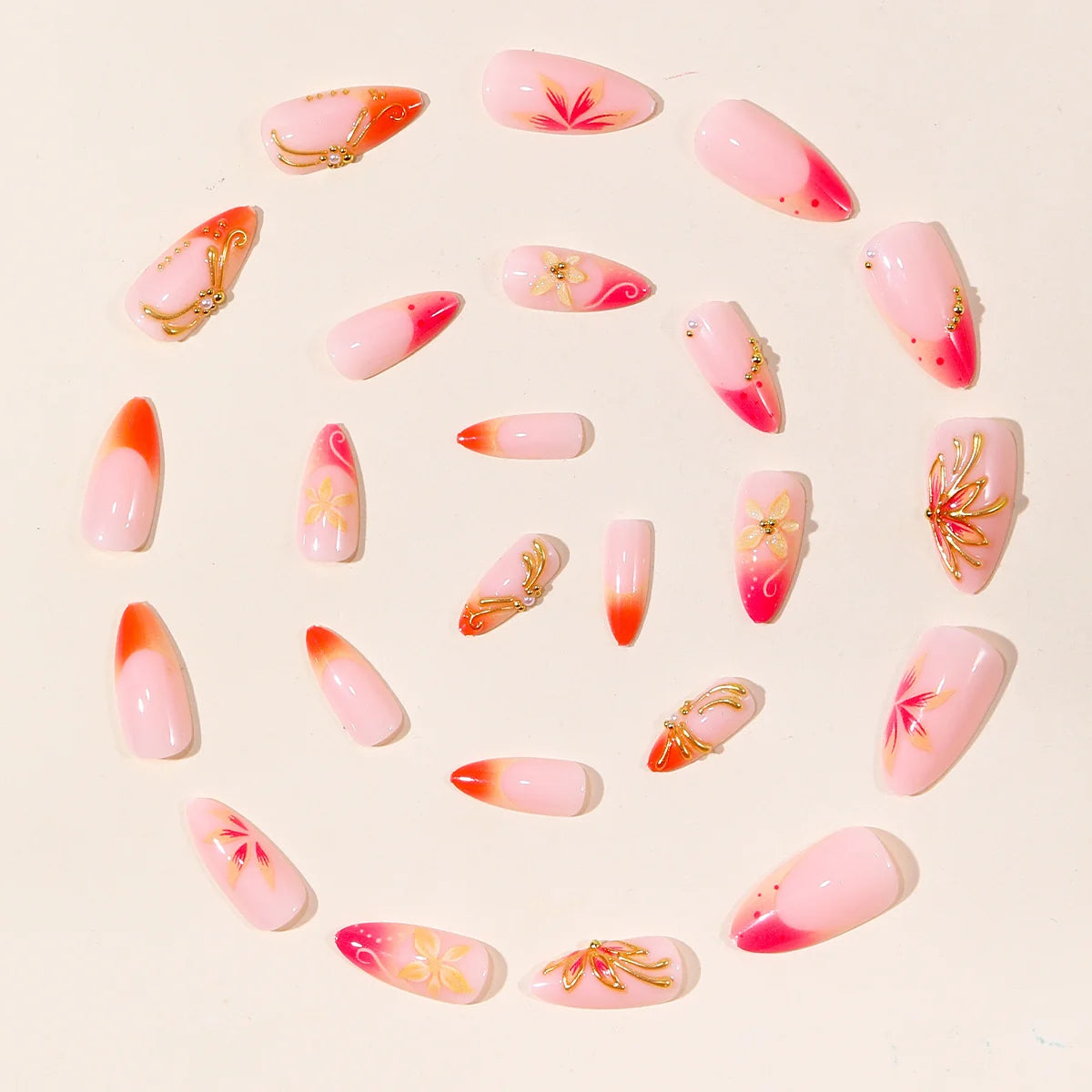 Nail Extensions Handcrafted Floral Designs Easy Application