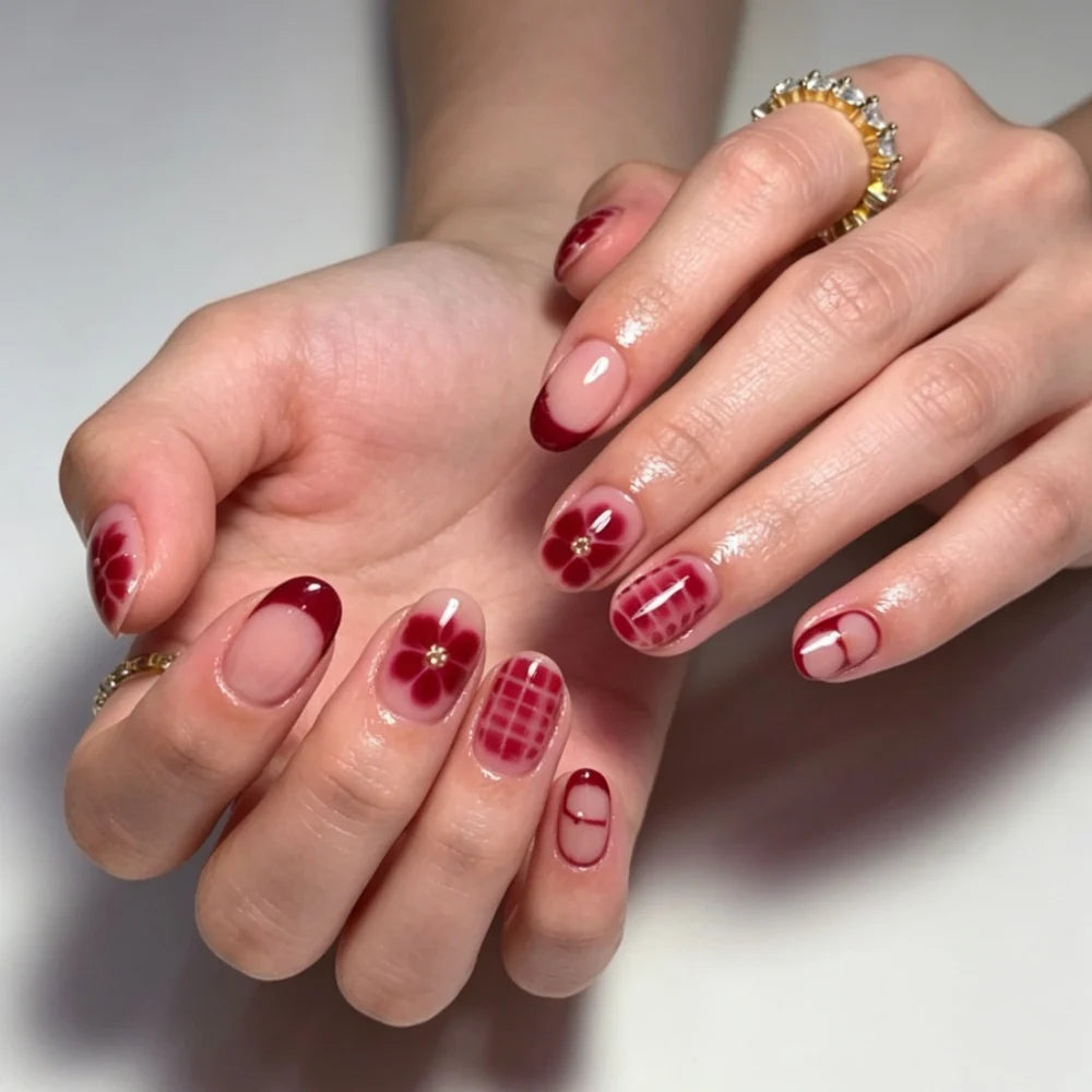 Nail Extensions Handcrafted Floral Self-Adhesive Non-Toxic