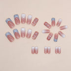 Nail Extensions Heart Design Acrylic Shimmer Finish