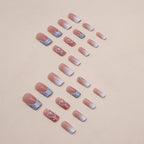 Nail Extensions Heart Design Acrylic Shimmer Finish