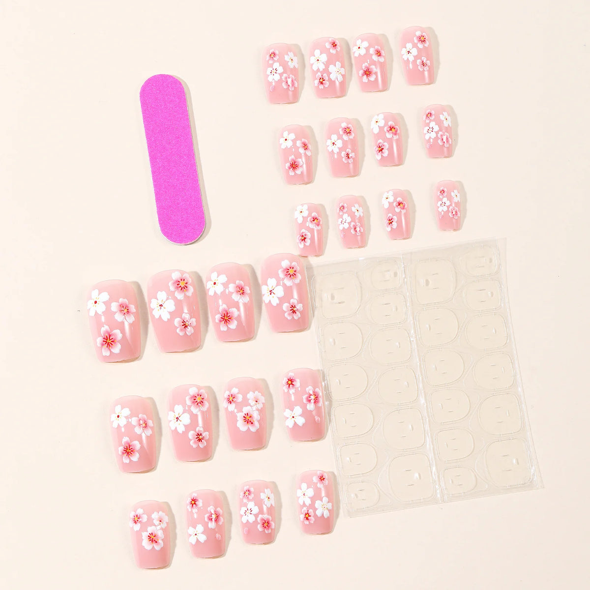 Nail Extensions Intricate Floral Acrylic Easy Application