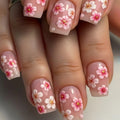 Nail Extensions Intricate Floral Acrylic Easy Application