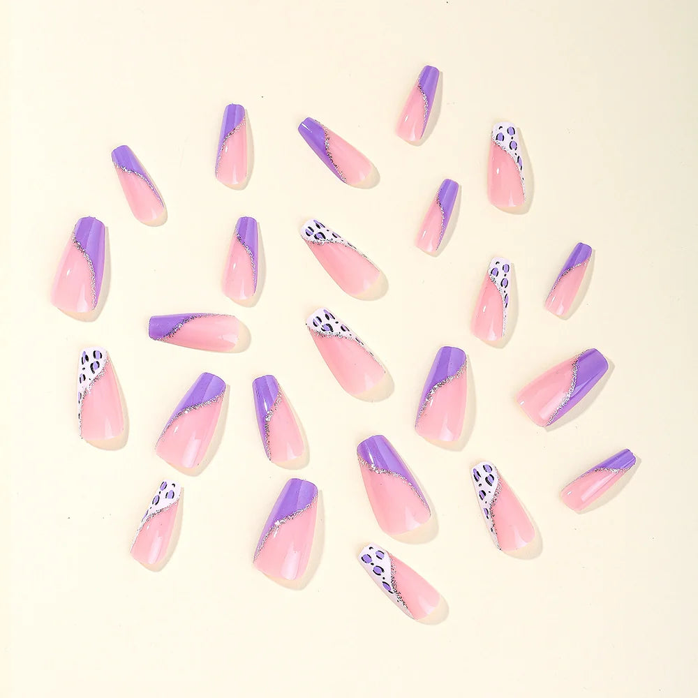 Nail Extensions Long Acrylic Shimmer & Gem Easy-Apply