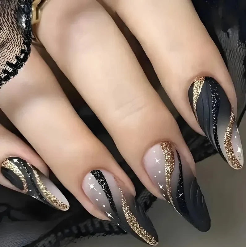 Nail Extensions Ombre Glitter Reusable