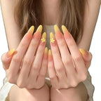 Nail Extensions Ombre Gradient Floral Accents Almond Shape