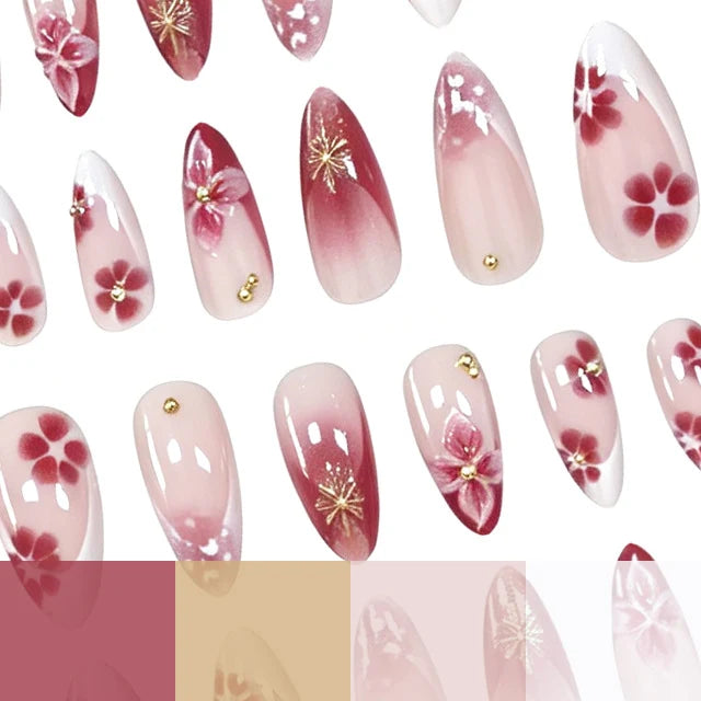 Nail Extensions Premium Acrylic Floral Set of 24