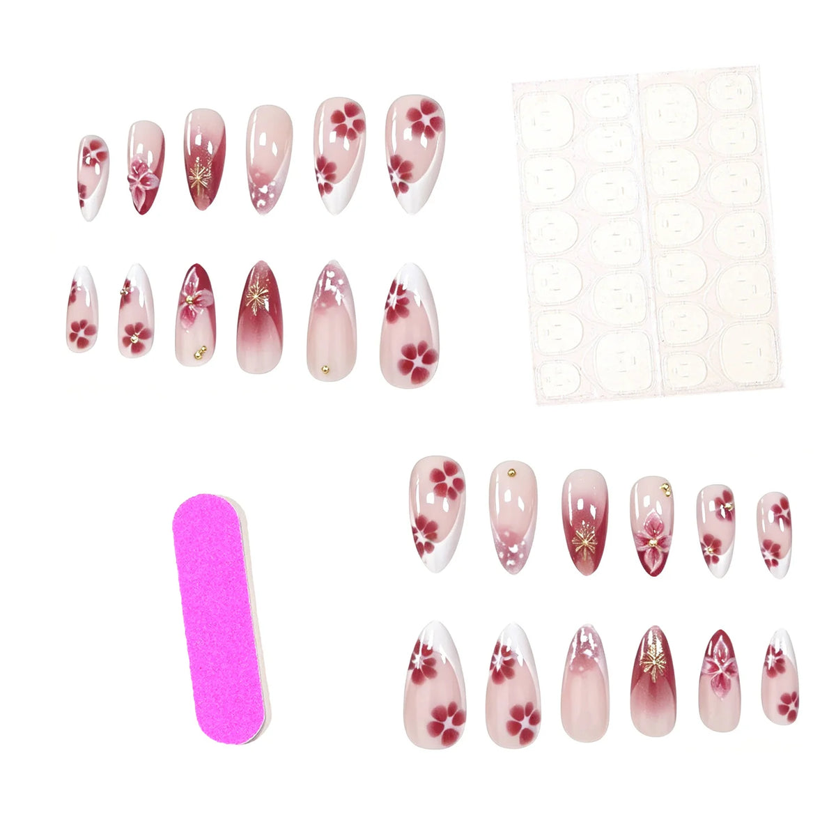 Nail Extensions Premium Acrylic Floral Set of 24