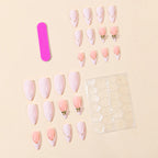 Nail Extensions Stiletto Bow Accent Full Cover Set