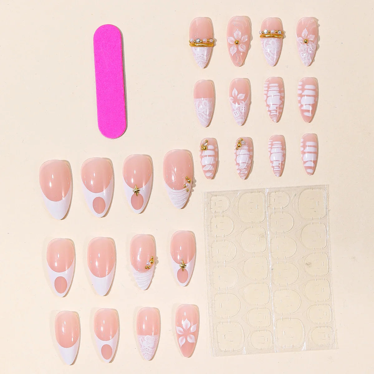 Nail Extensions Stiletto Floral Pre-Designed