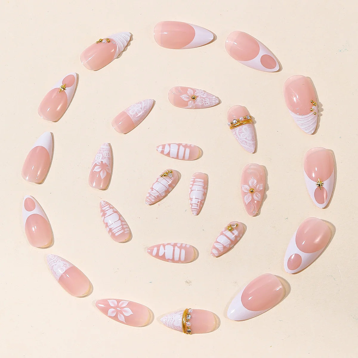 Nail Extensions Stiletto Floral Pre-Designed