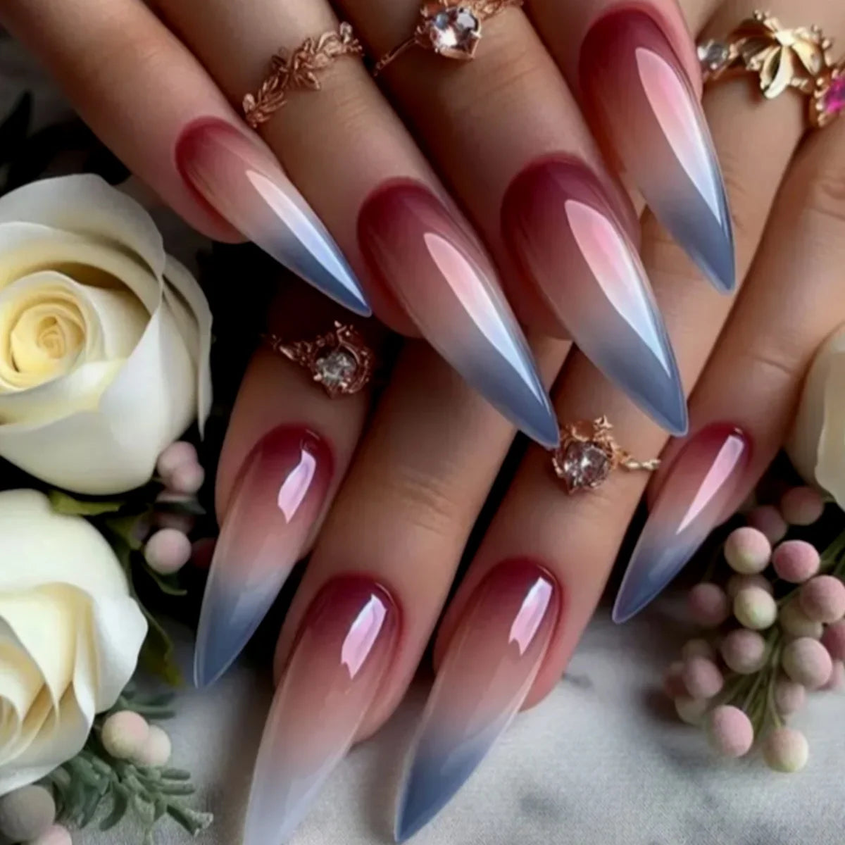 Nail Extensions Stiletto Ombré Gradient Easy Application