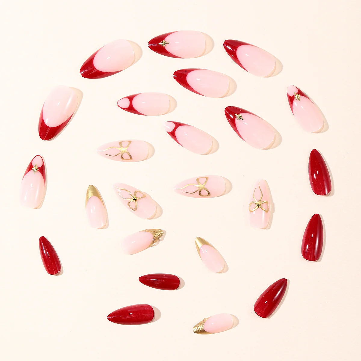 Nail Extensions Stiletto Red Easy Apply Adhesive