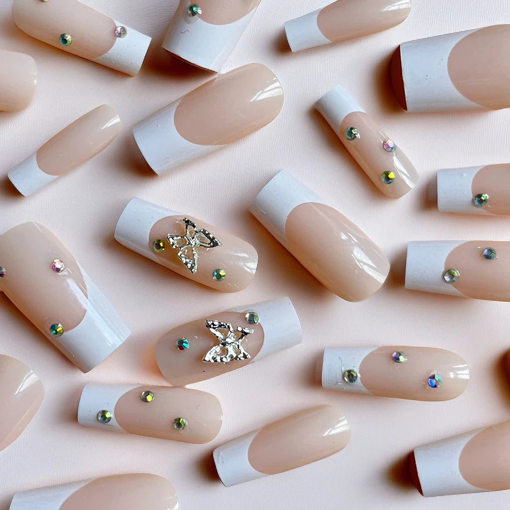 Nail Extensions Stiletto Rhinestone Accents Pre-Glued