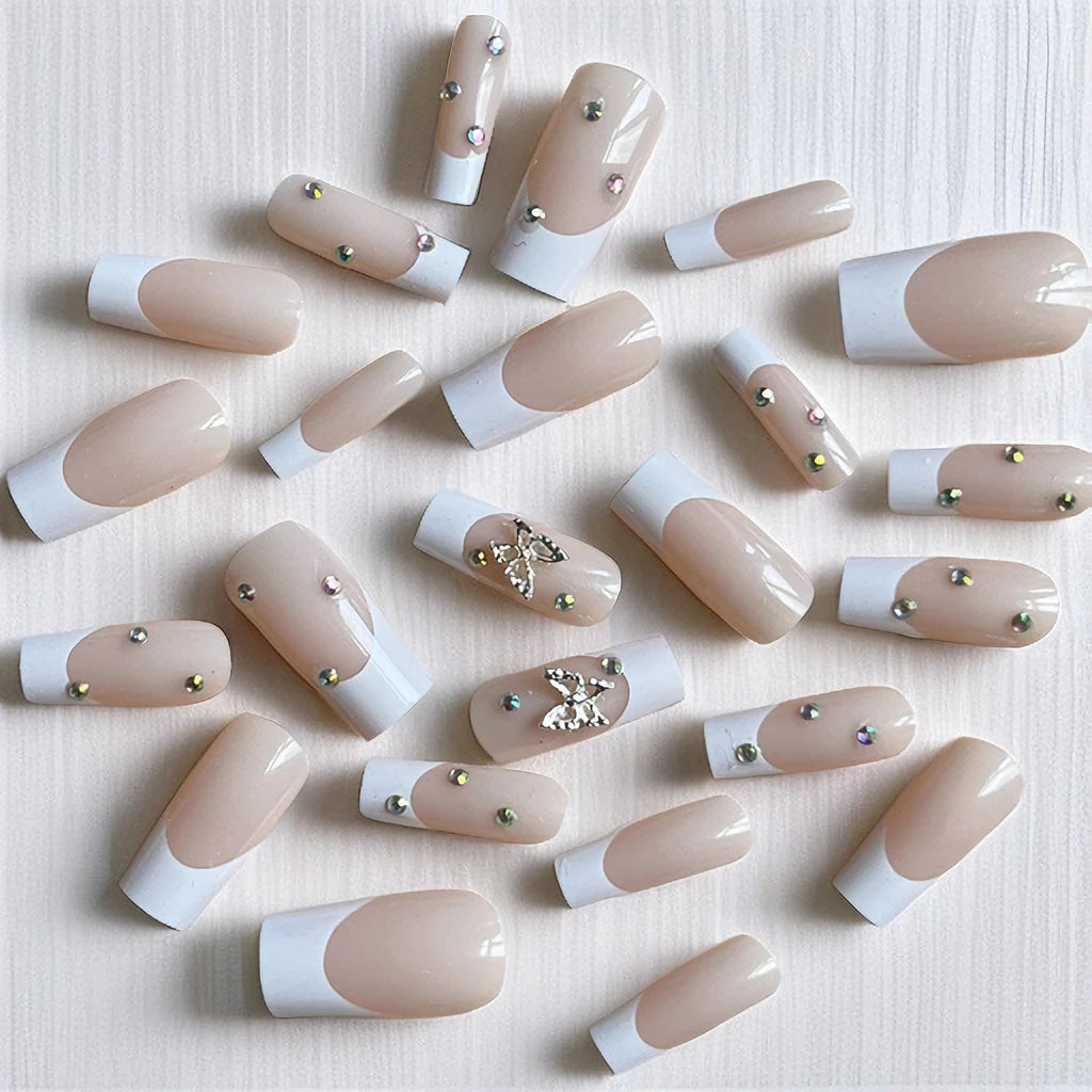 Nail Extensions Stiletto Rhinestone Accents Pre-Glued