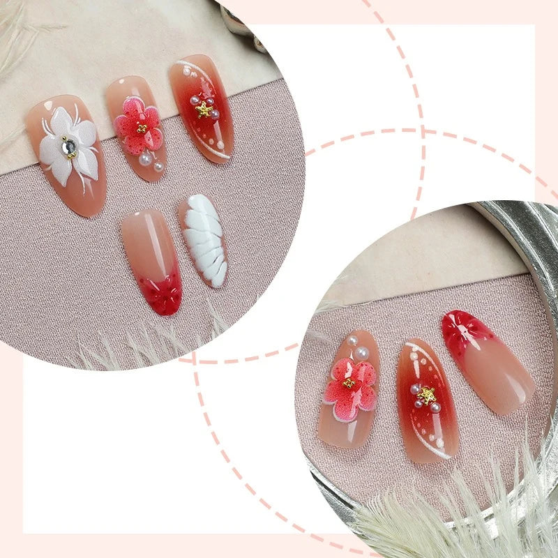Nail Set Acrylic Floral & Glitter Easy Application