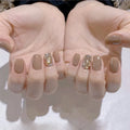 Nail Set Glue-On Glossy Gold Long-Lasting