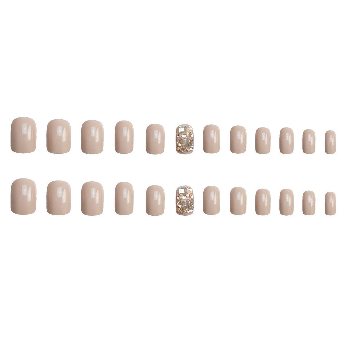 Nail Set Glue-On Glossy Gold Long-Lasting