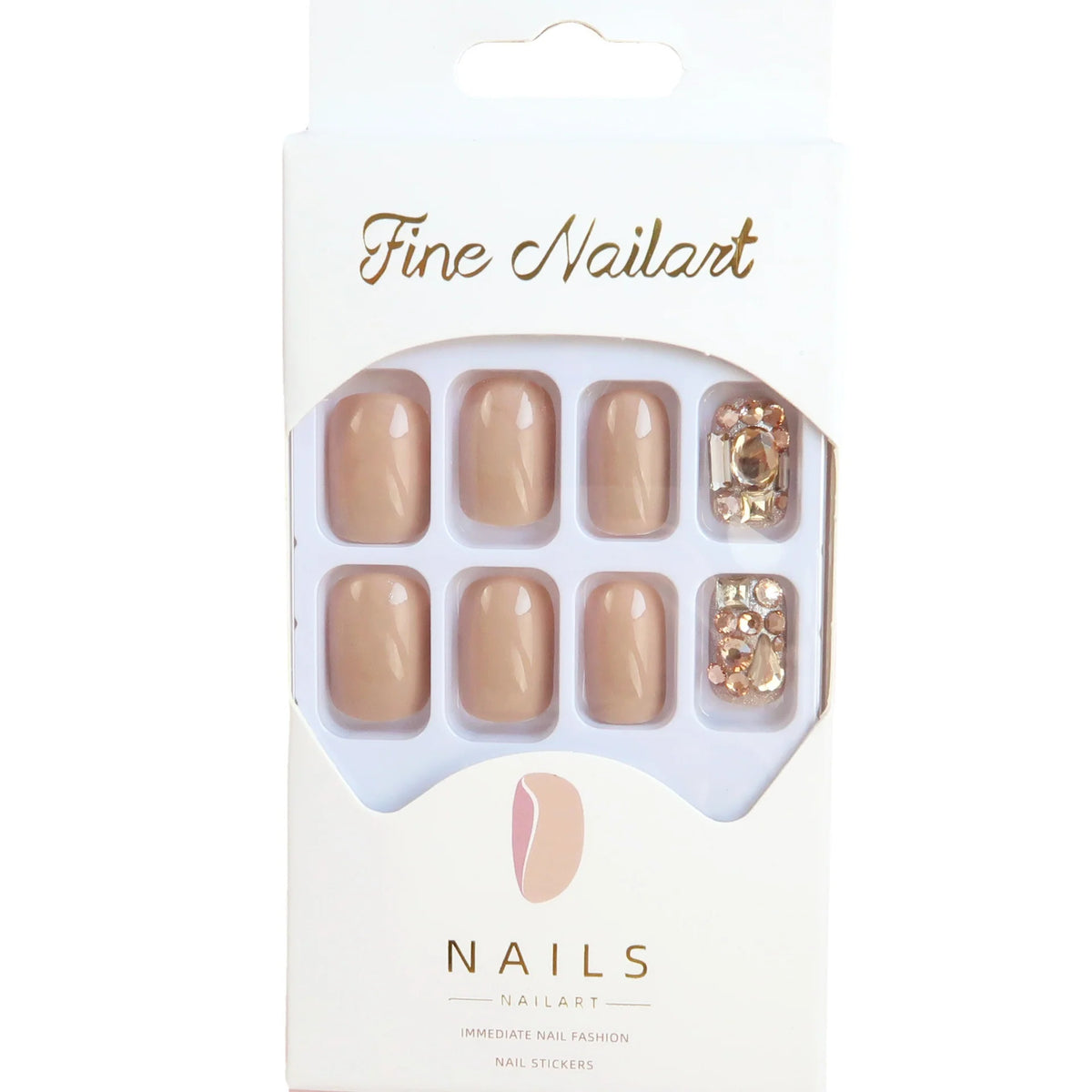 Nail Set Glue-On Glossy Gold Long-Lasting