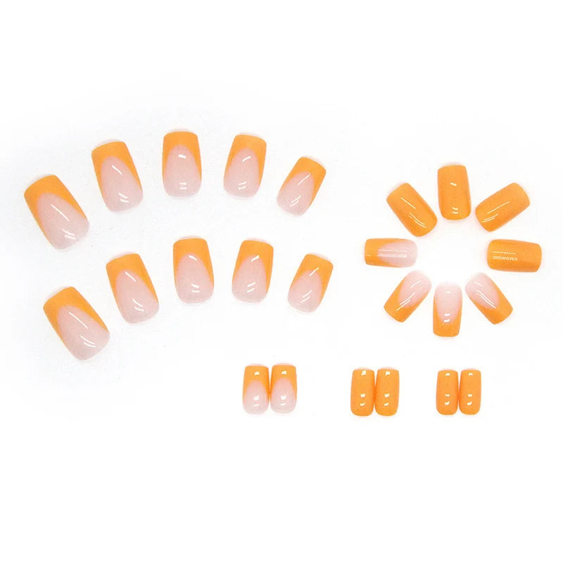 Nail Tips Ombre Pink-Orange Adhesive Included