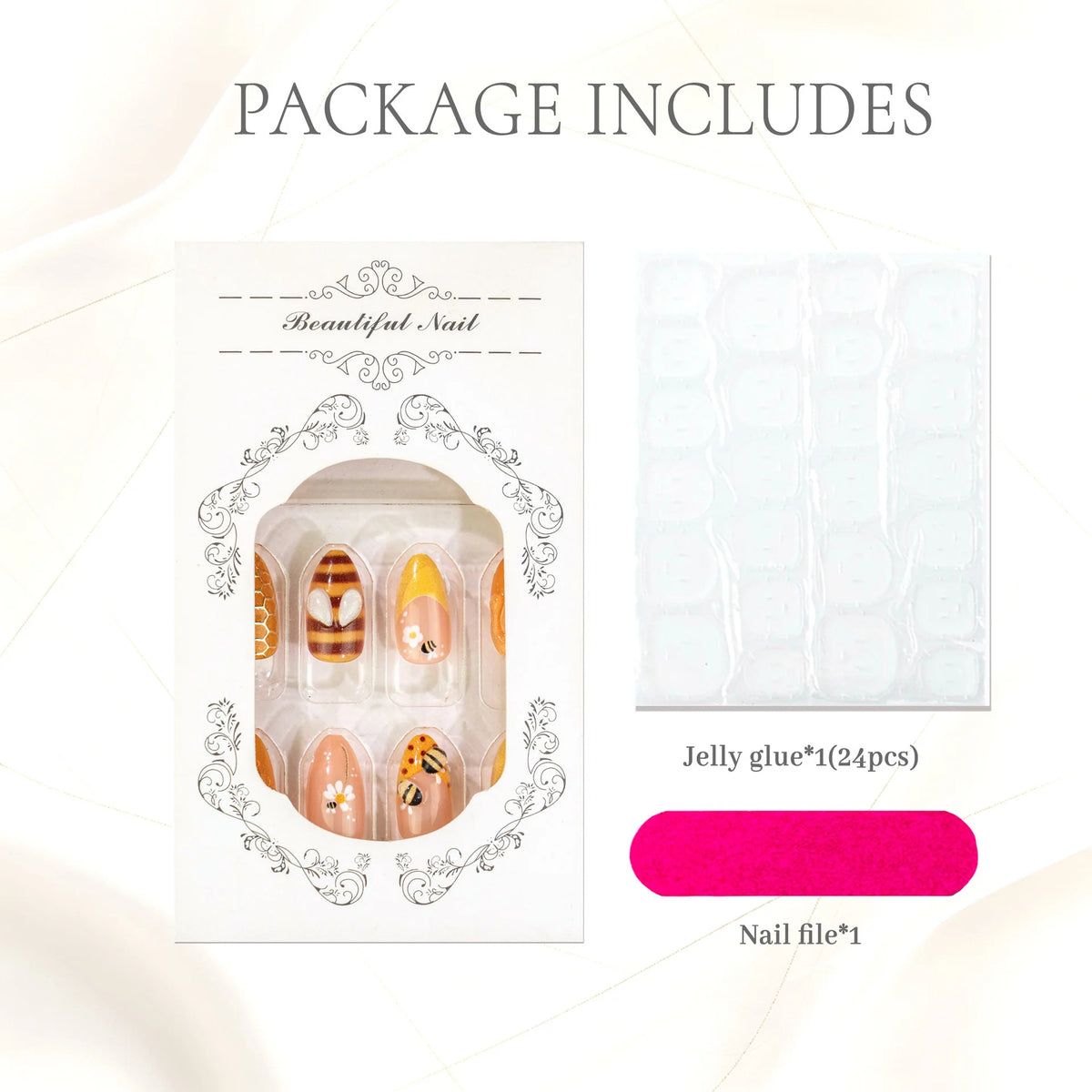 Nail Wraps Hand Drawn Designs With Glue & File