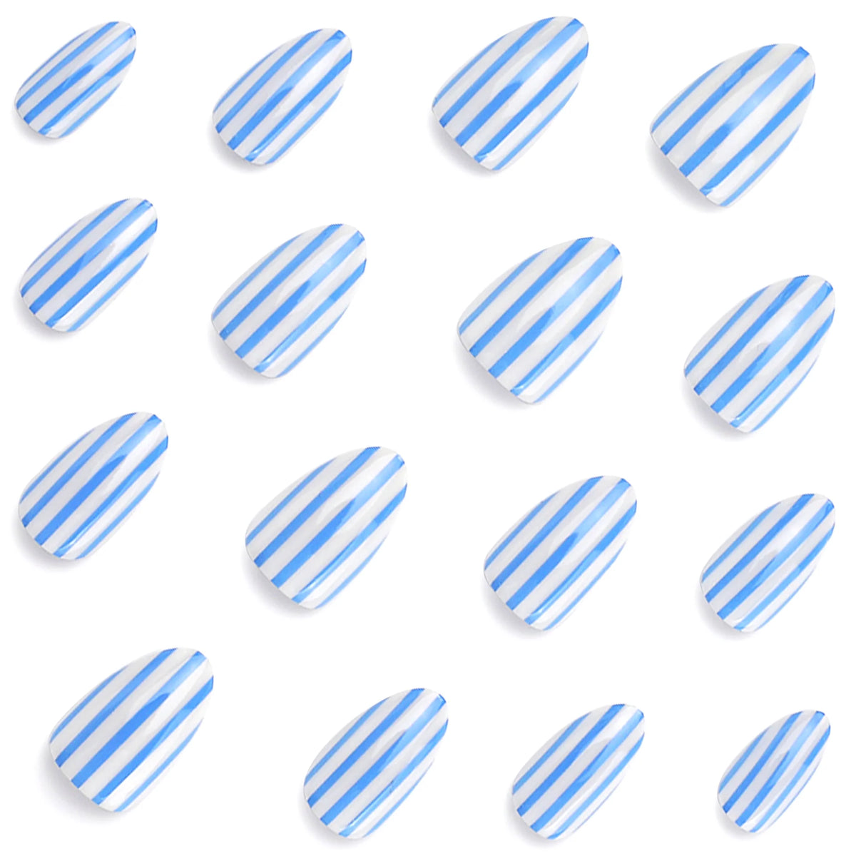 Nail Wraps Maritime Blue Stripes High-Gloss & Long-Lasting