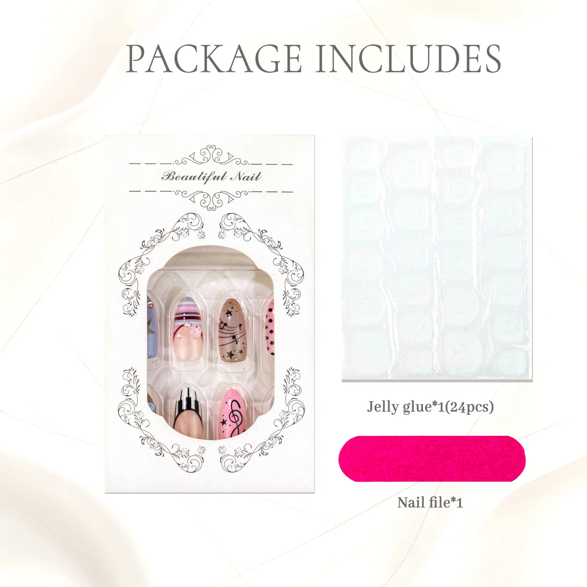 Nail Wraps Peel-And-Stick Includes Jelly Glue & Nail File
