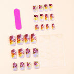 Nail Wraps Purple & Yellow Rose Peel-And-Stick Long-Lasting Wear