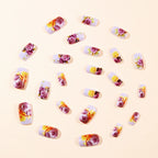 Nail Wraps Purple & Yellow Rose Peel-And-Stick Long-Lasting Wear