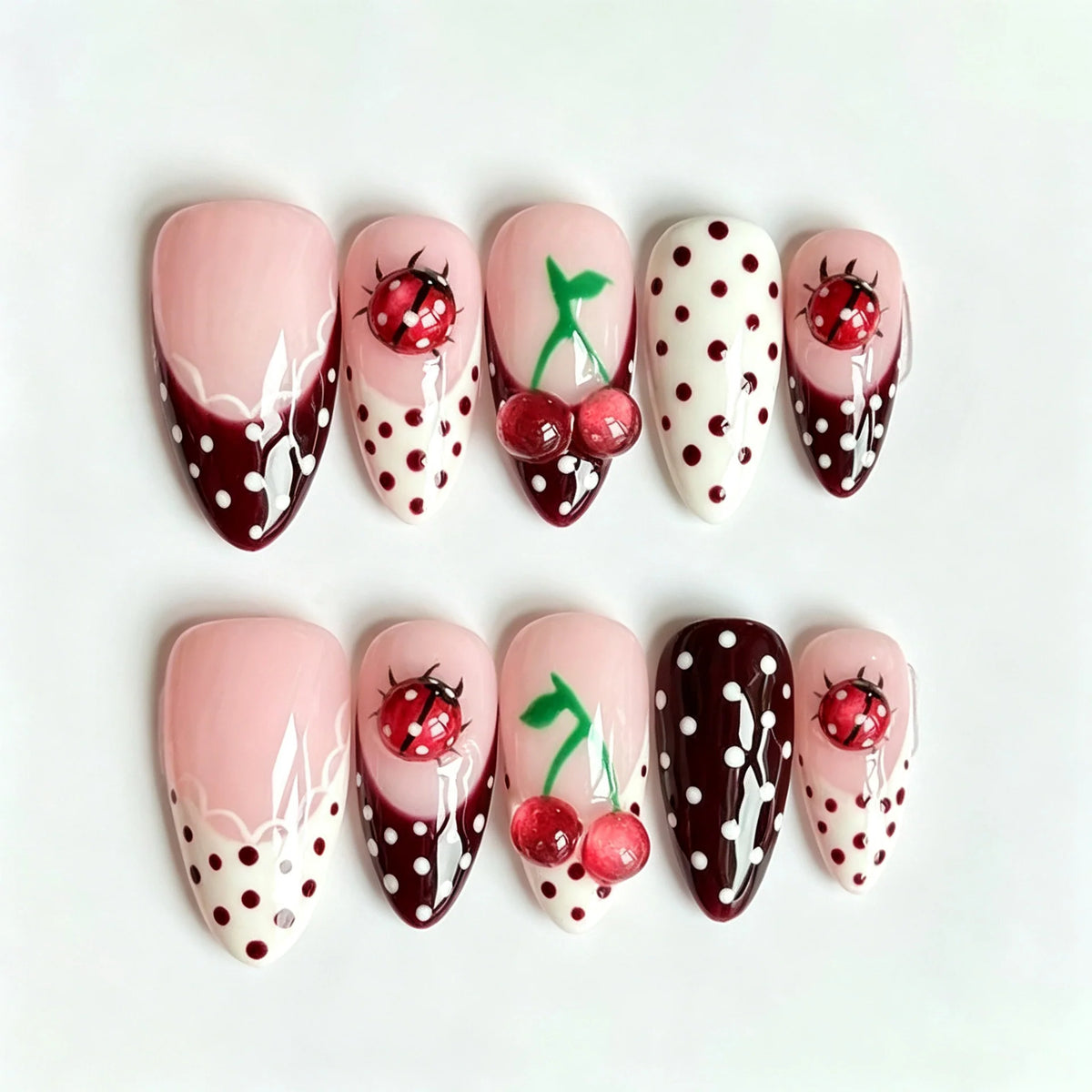 Nail Wraps Self-Adhesive Floral & Polka Dot Salon Finish