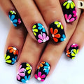 Nail Wraps Vibrant Floral Chip-Resistant Easy Home Application