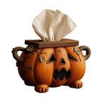 Napkin Holder Pumpkin Design Ceramic Wood-Look Lid