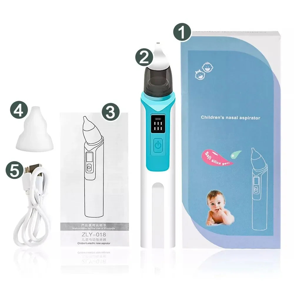 Nasal Aspirator Rechargeable USB-C Anti-Reflux BPA-Free Silicone Tips