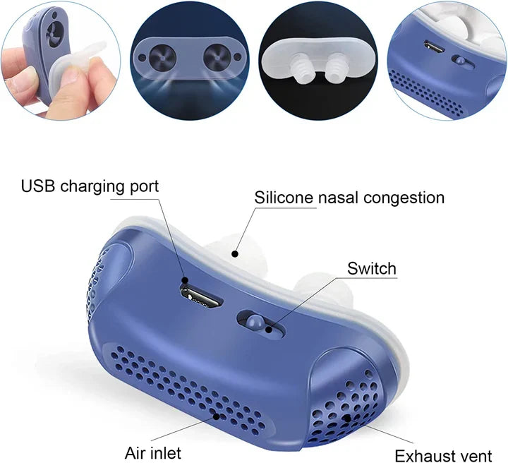 Nasal Breathing Device Mask-Free Whisper-Quiet USB Rechargeable
