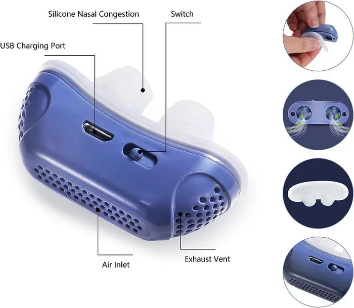 Nasal Ventilator Whisper-Quiet USB Rechargeable Soft Silicone Tips
