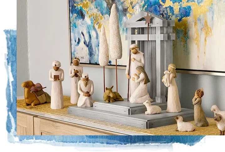 Nativity Set Handcrafted Reclaimed Wood Mantel Ready