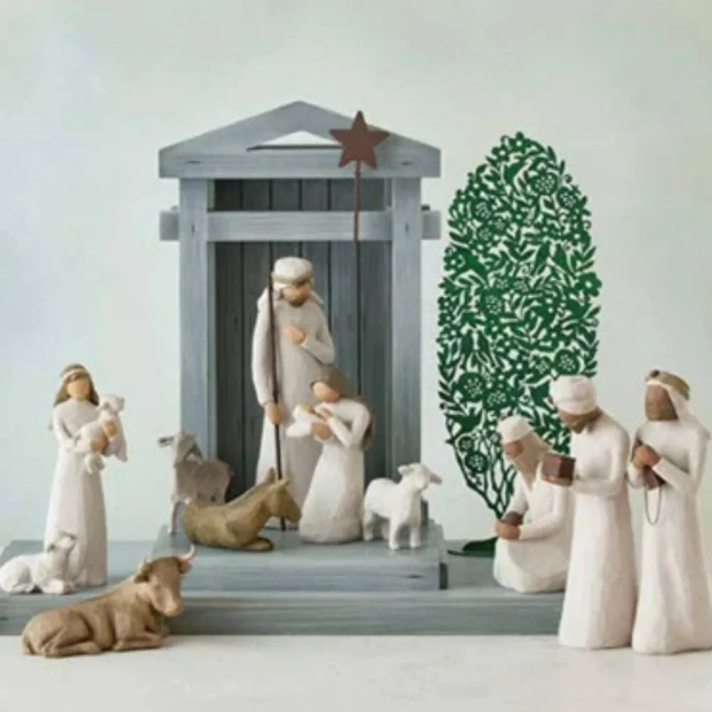 Nativity Set Handmade Barn Wood Holy Family & Animals