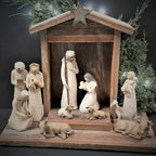 Nativity Set Handmade Barn Wood Holy Family & Animals