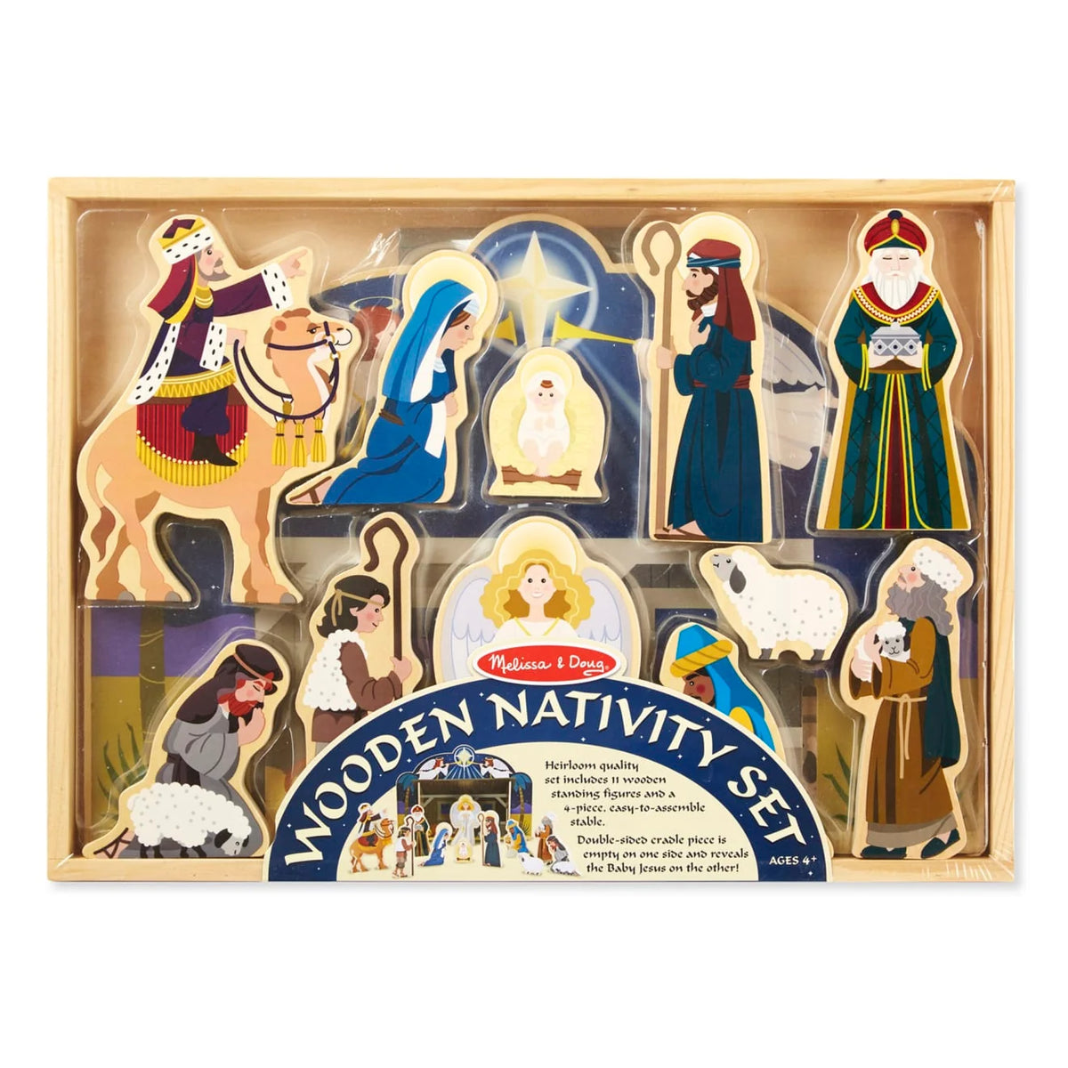 Nativity Set Solid Wood 11 Piece Tool-Free Stable