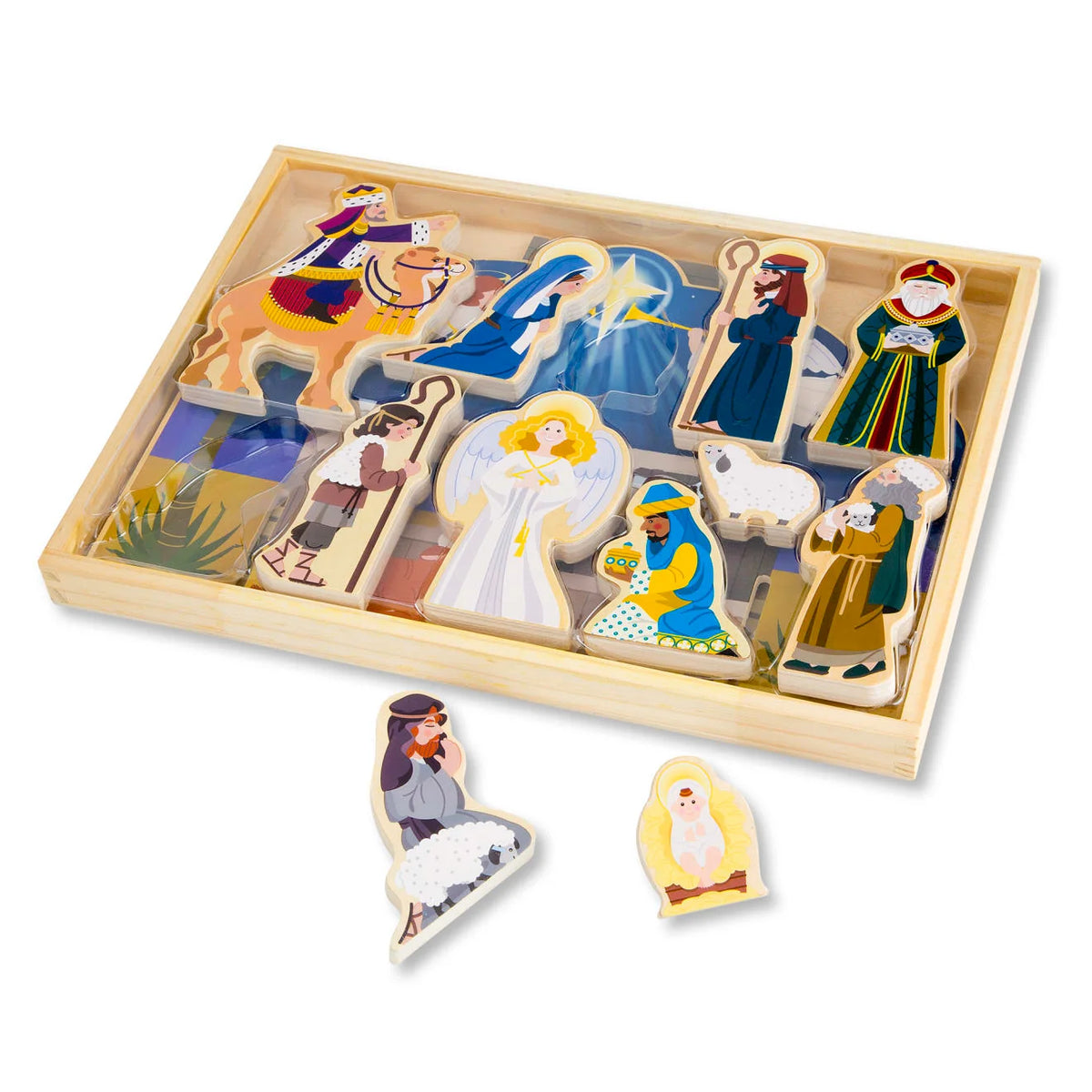 Nativity Set Solid Wood 11 Piece Tool-Free Stable