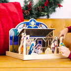 Nativity Set Solid Wood 11 Piece Tool-Free Stable