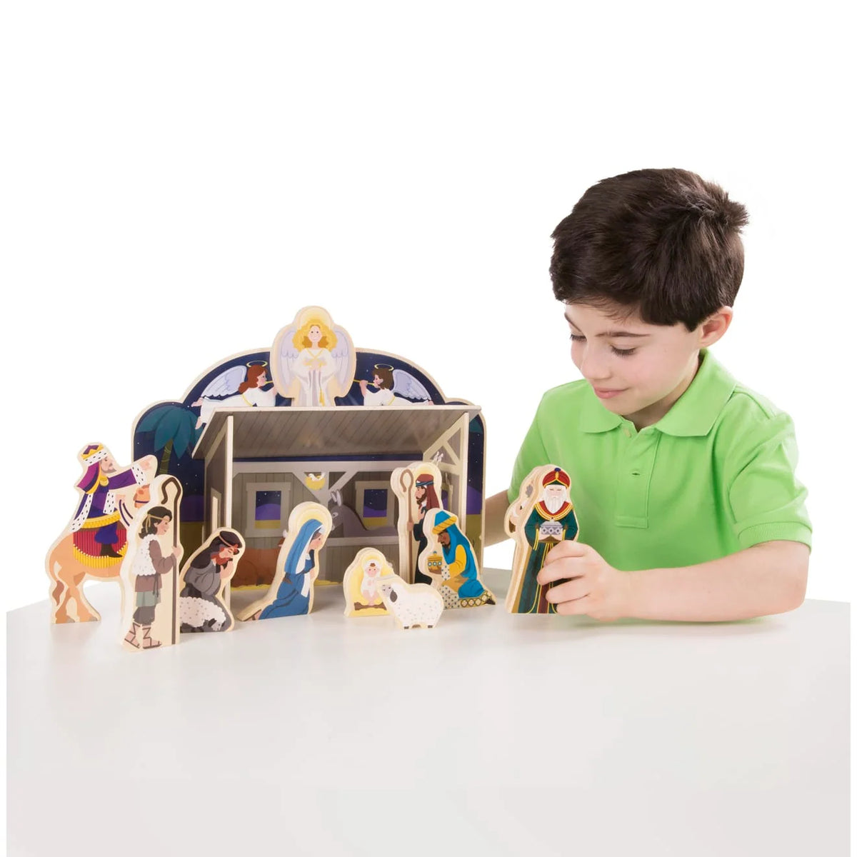Nativity Set Solid Wood 11 Piece Tool-Free Stable