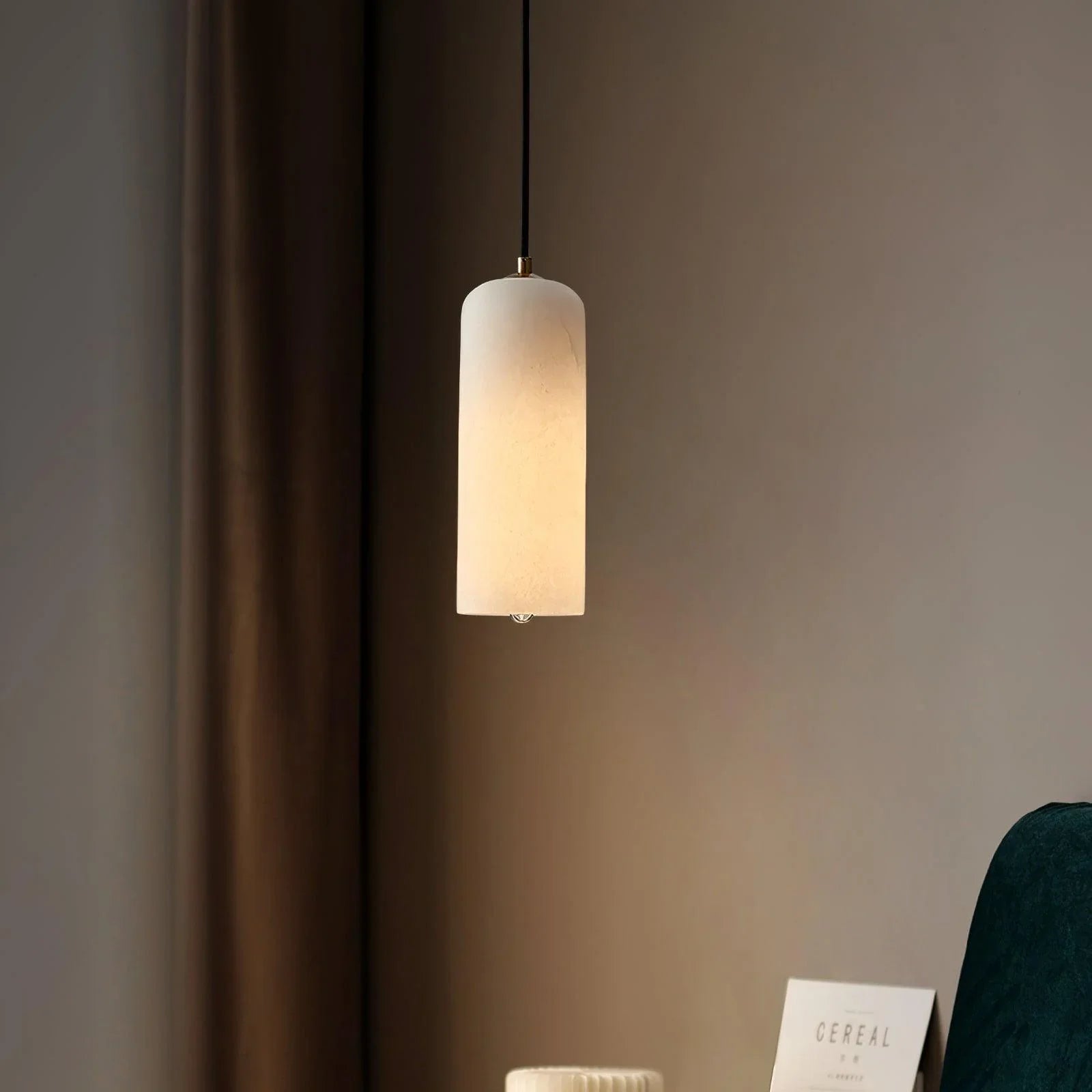 Natural Alabaster & Brushed Copper Pendant Light (LED Included)