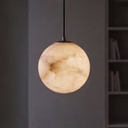 Natural Alabaster Globe Integrated LED Pendant Light (Adjustable Height)