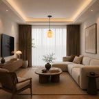 Natural Alabaster Globe Integrated LED Pendant Light (Adjustable Height)