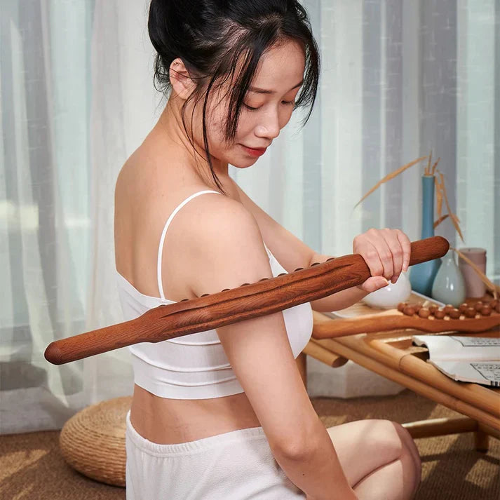 Natural Beechwood 21-Bead Back Massager