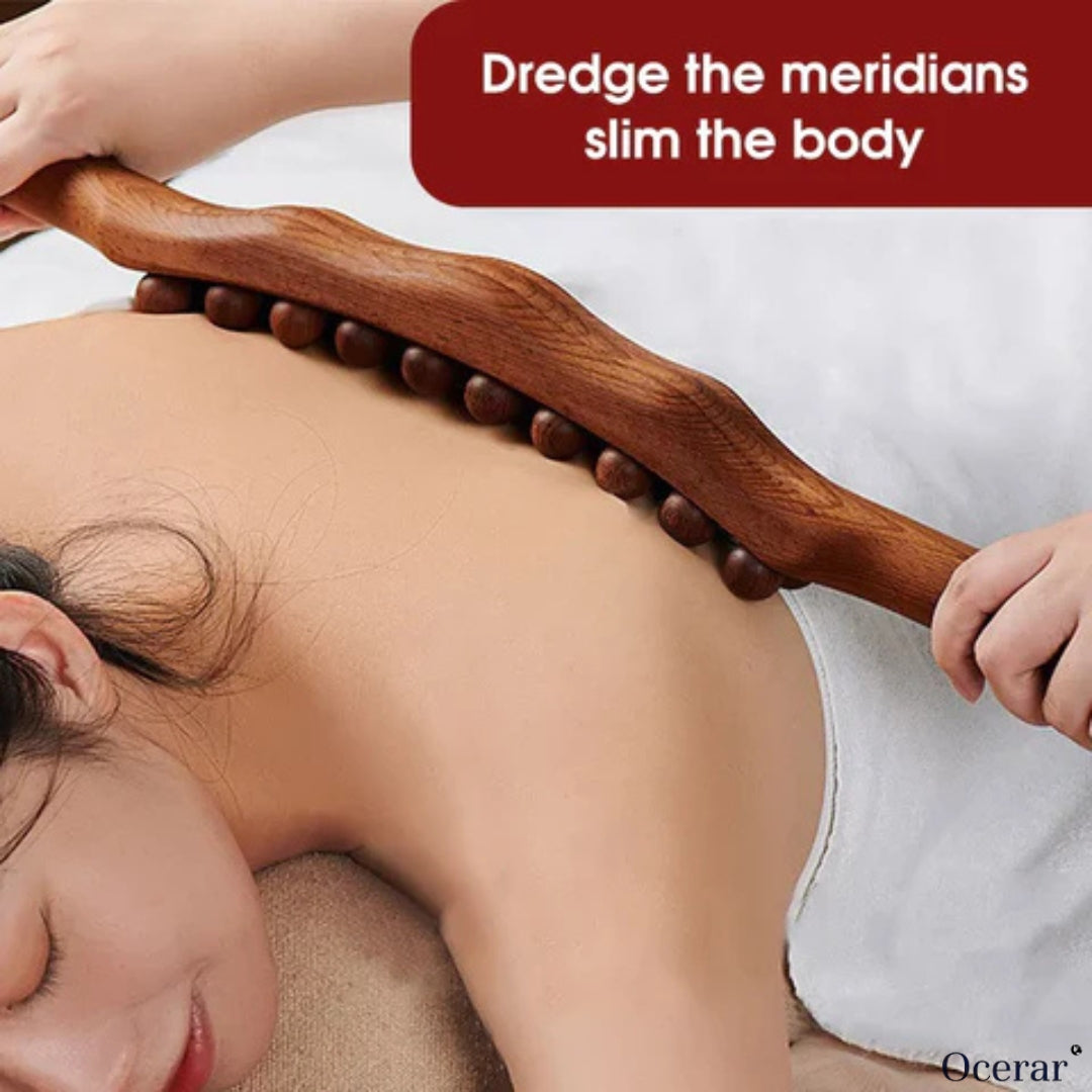 Natural Beechwood 21-Bead Back Massager